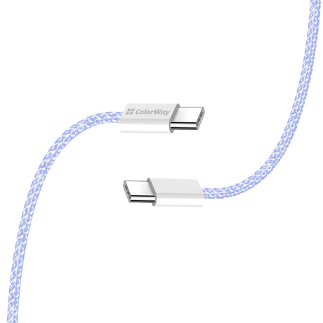 Cablu ColorWay (CW-CBPDCC061-PU), for MacBook Pro, Type-C to Type-C, PD Fast Charging 60W, 3A, Nylon, 1m, Mov