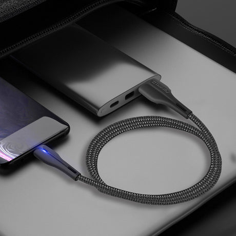 Cablu ColorWay (CW-CBUC034-BK), USB to Type-C, for Syncing & Charging, with LED indicator, 2.4A, 480Mbps, 1m, Negru