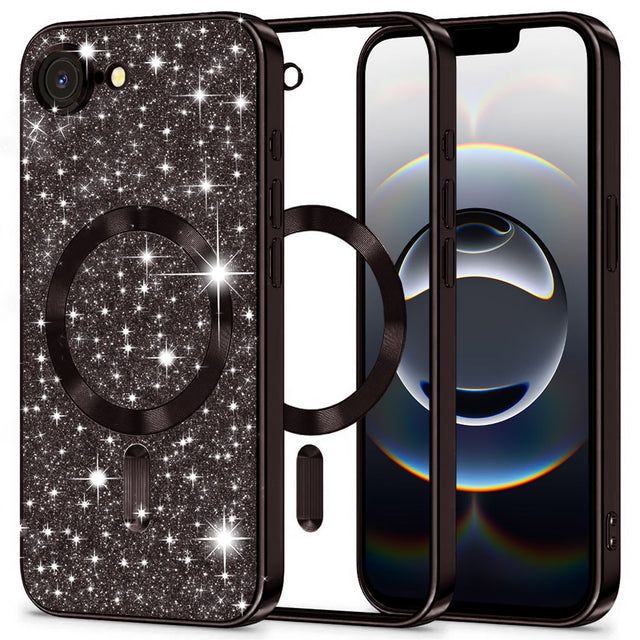 Husa de protectie Techsuit Luxury Glitter MagSafe compatibil cu iPhone 16e / iPhone 17e, Negru