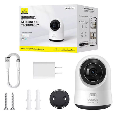 Baseus Indoor Camera Security P1 Pro (S0TV022132), 3K, 5MP, Type-C, Two-way Talk, Night Vision, Digital Zoom, Alb