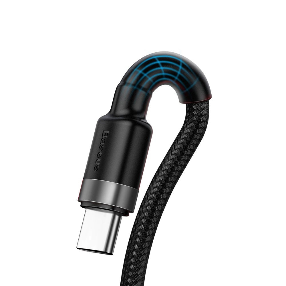 Cablu Baseus Cafule Series Metal (CATKLF-PG1), USB to Type-C, Fast Charging, 40W, 5A, Nylon Braid, Velcro, 1m, Negru