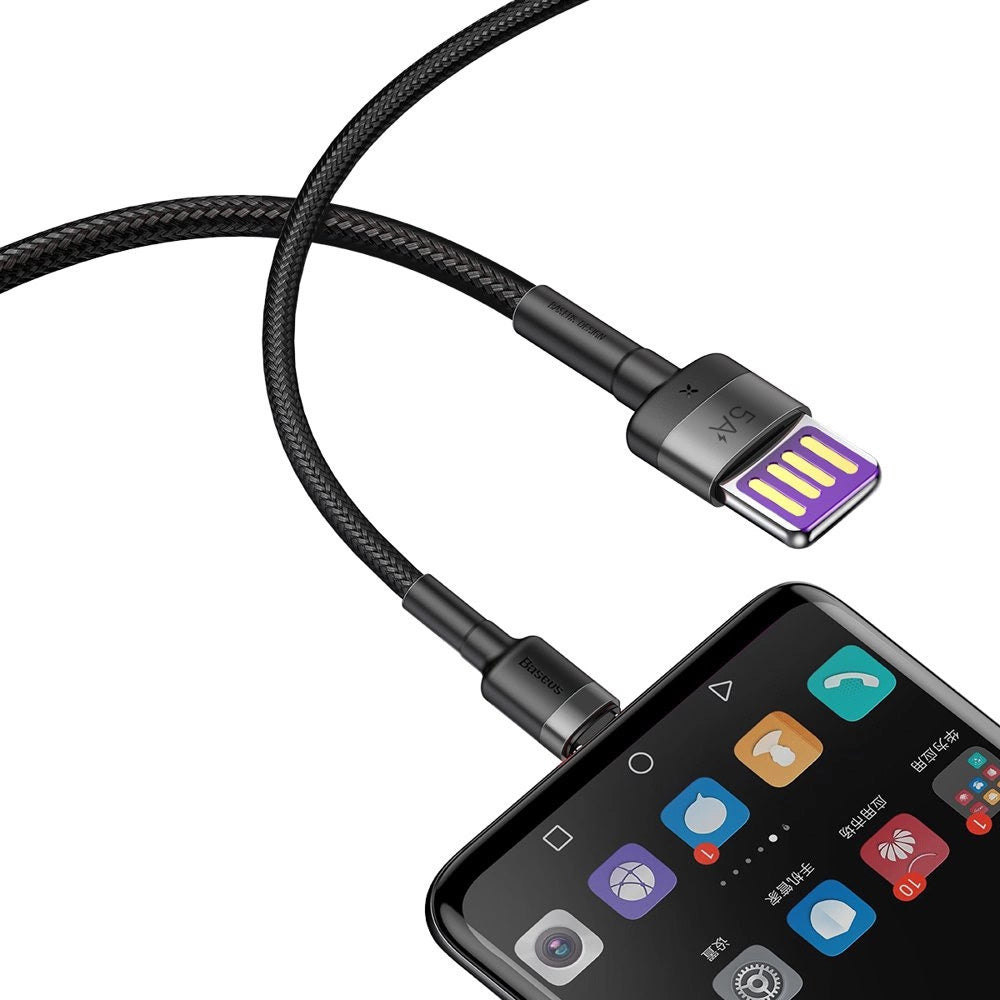 Cablu Baseus Cafule Series Metal (CATKLF-PG1), USB to Type-C, Fast Charging, 40W, 5A, Nylon Braid, Velcro, 1m, Negru