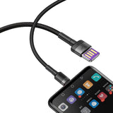 Cablu Baseus Cafule Series Metal (CATKLF-PG1), USB to Type-C, Fast Charging, 40W, 5A, Nylon Braid, Velcro, 1m, Negru