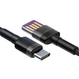 Cablu Baseus Cafule Series Metal (CATKLF-PG1), USB to Type-C, Fast Charging, 40W, 5A, Nylon Braid, Velcro, 1m, Negru
