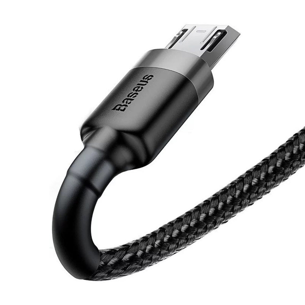 Cablu Baseus Cafule Series Metal (CAMKLF-BG1), USB to Micro-USB, 2.4A, Quick Charge, Nylon Braid, Velcro, 1m, Negru