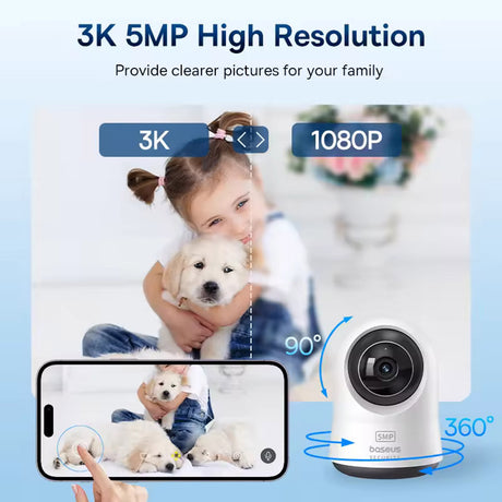 Baseus Indoor Camera Security P1 Pro (S0TV022132), 3K, 5MP, Type-C, Two-way Talk, Night Vision, Digital Zoom, Alb
