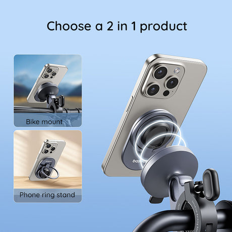 Suport Baseus Bike PrimeTrip Series (C40569001121-00), 2in1, Bike Mount, Ring Stand, Patented Snap-On, Negru Cosmic