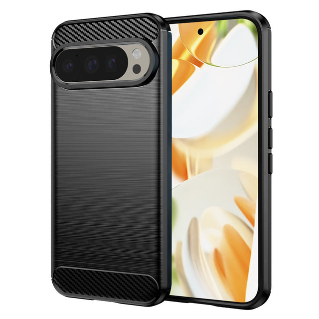 Husa de protectie Techsuit Carbon Silicone compatibil cu Google Pixel 9 Pro / 9, Negru