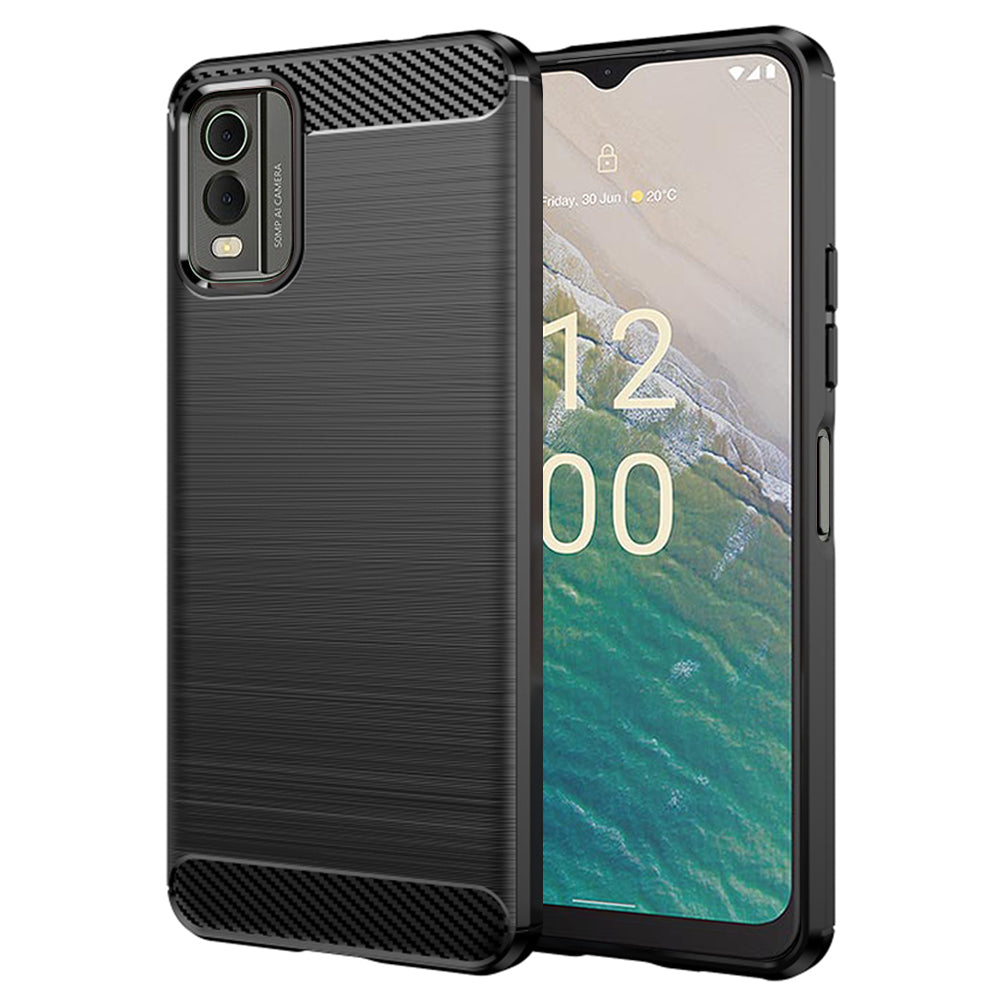 Husa de protectie Techsuit Carbon Silicone compatibil cu Nokia C32, Negru