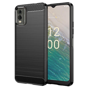 Husa de protectie Techsuit Carbon Silicone compatibil cu Nokia C32, Negru