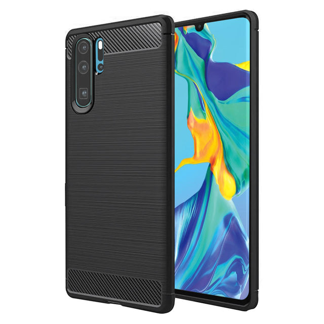 Husa de protectie Techsuit Carbon Silicone compatibil cu Huawei P30 Pro / P30 Pro New Edition, Negru