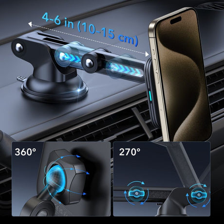 Suport ESR with Wireless Charging Qi2 HaloLock, with CryoBoost, MagSafe Compatible, 15W, for Dashboard, Negru