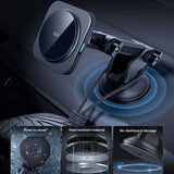 Suport ESR with Wireless Charging Qi2 HaloLock, with CryoBoost, MagSafe Compatible, 15W, for Dashboard, Negru