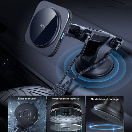 Suport ESR with Wireless Charging Qi2 HaloLock, with CryoBoost, MagSafe Compatible, 15W, for Dashboard, Negru