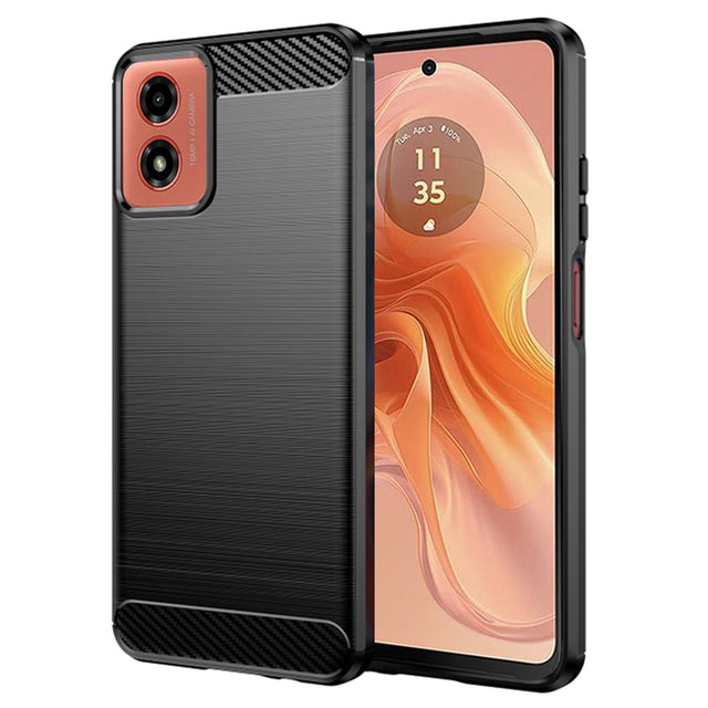 Husa de protectie Techsuit Carbon Silicone compatibil cu Motorola Moto G04 / Moto G04s / Moto G24 / G24 Power / Moto E14, Negru