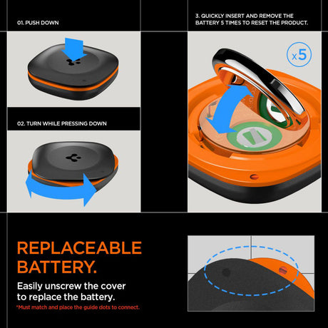 Gadget Spigen Bluetooth Tracker TagMe (AHP07580), for iPhone, Compatible with Apple Find My, Anti-Loss, Built-in Strap and O-ring, Negru