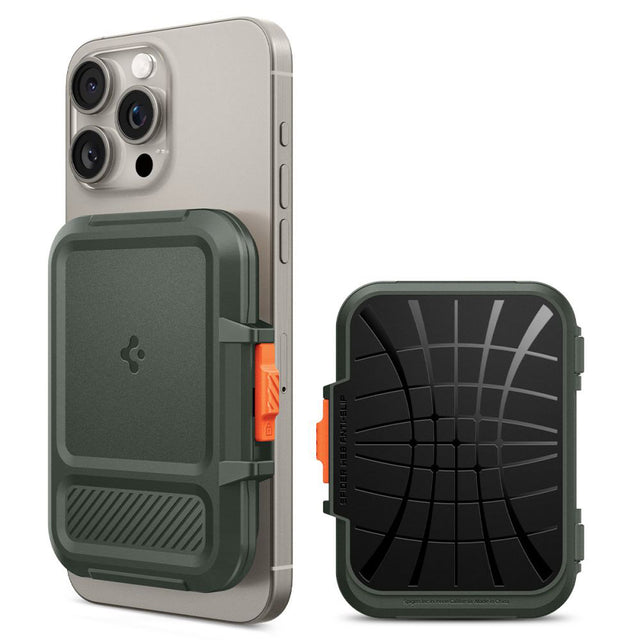 Suport Spigen Magnetic Card Lock Fit MagSafe (AFA08528), Universal, for Card / Cash, Military Green