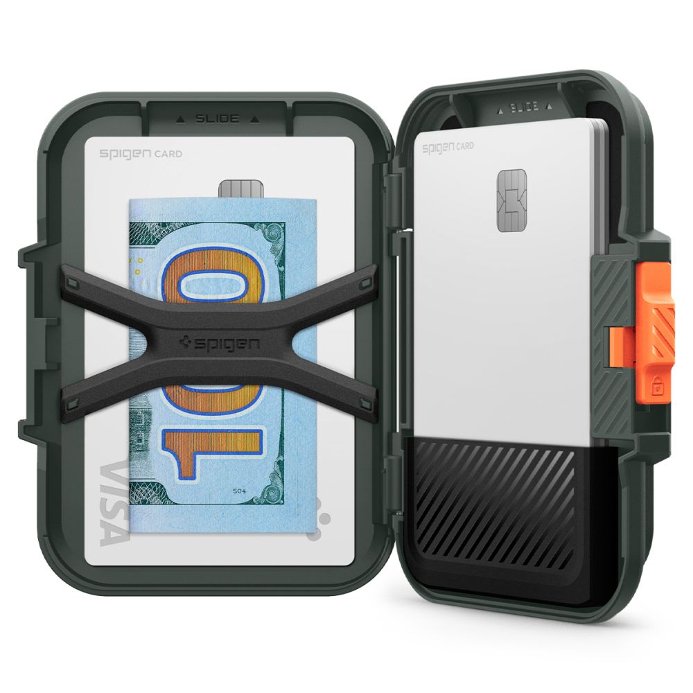Suport Spigen Magnetic Card Lock Fit MagSafe (AFA08528), Universal, for Card / Cash, Military Green