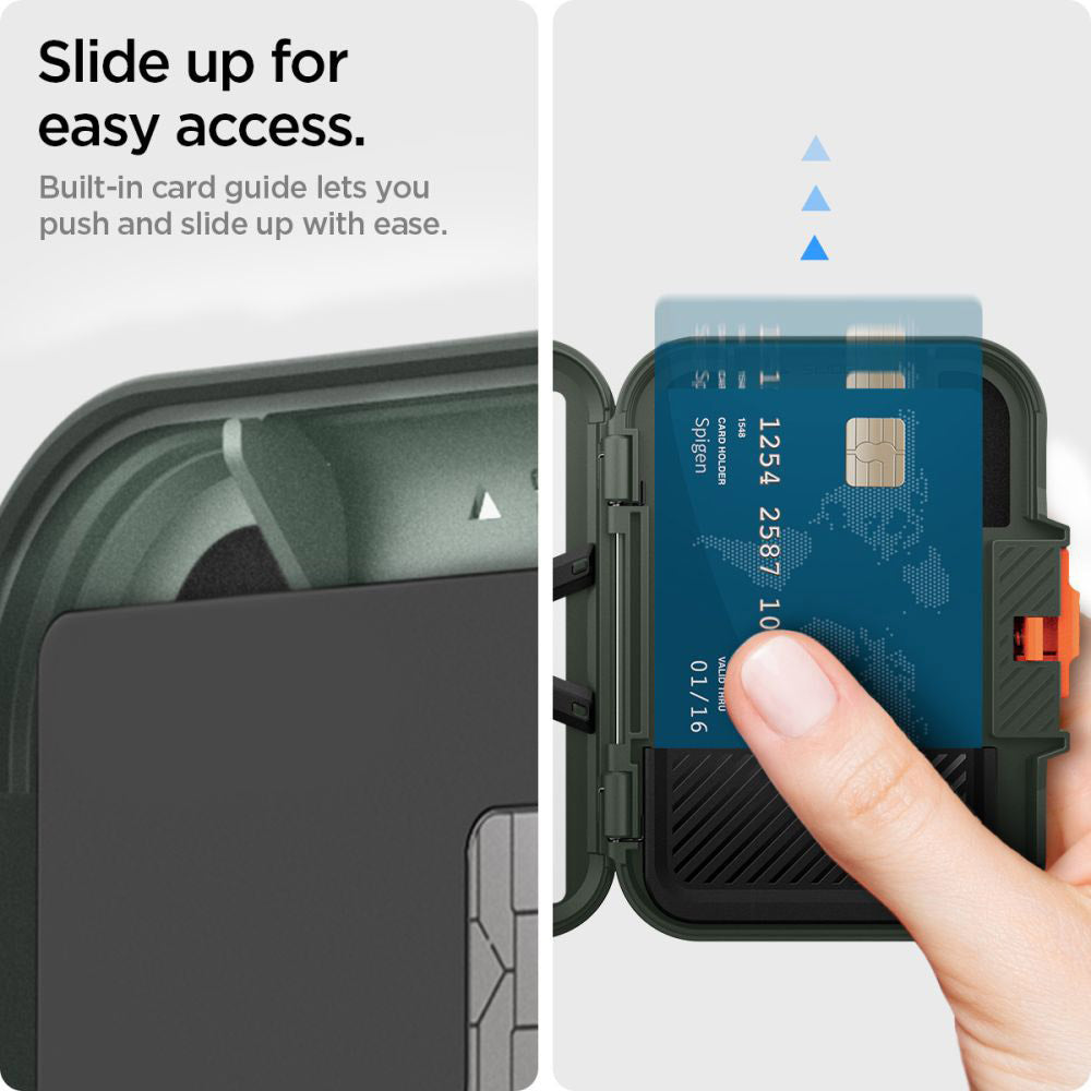 Suport Spigen Magnetic Card Lock Fit MagSafe (AFA08528), Universal, for Card / Cash, Military Green