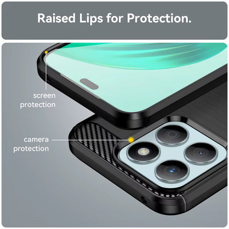 Husa de protectie Techsuit Carbon Silicone compatibil cu Honor X8c, Negru