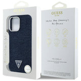 Husa de protectie Guess Denim Triangle Logo MagSafe (GUHMP16XRJFWTLB) compatibil cu iPhone 16 Pro Max, Albastru