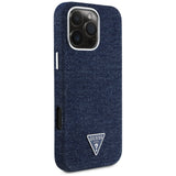 Husa de protectie Guess Denim Triangle Logo MagSafe (GUHMP16XRJFWTLB) compatibil cu iPhone 16 Pro Max, Albastru