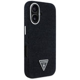 Husa de protectie Guess Denim Triangle Logo MagSafe (GUHMP16SRJFWTLK) compatibil cu iPhone 16, Negru