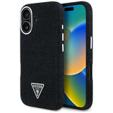Husa de protectie Guess Denim Triangle Logo MagSafe (GUHMP16SRJFWTLK) compatibil cu iPhone 16, Negru