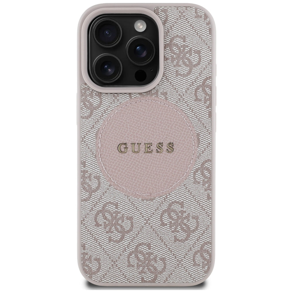 Husa de protectie Guess 4G Circle Classic Logo MagSafe (GUHMP16LP4PGRSGP) compatibil cu iPhone 16 Pro, Roz