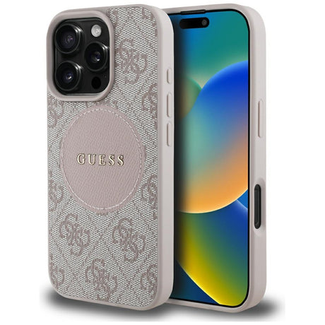 Husa de protectie Guess 4G Circle Classic Logo MagSafe (GUHMP16LP4PGRSGP) compatibil cu iPhone 16 Pro, Roz