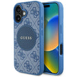Husa de protectie Guess 4G Circle Classic Logo MagSafe (GUHMP16SP4PGRSGB) compatibil cu iPhone 16, Albastru