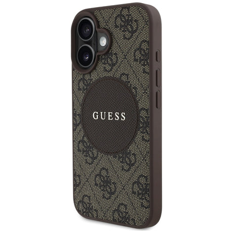 Husa de protectie Guess 4G Circle Classic Logo MagSafe (GUHMP16SP4PGRSGW) compatibil cu iPhone 16, Maro