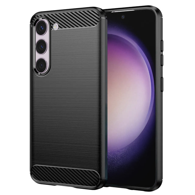 Husă Techsuit Carbon Silicone neagră pentru Samsung Galaxy S23