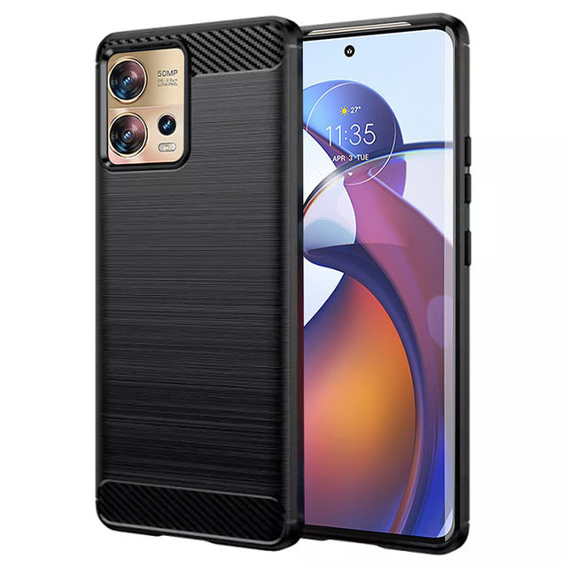 Husa de protectie Techsuit Carbon Silicone compatibil cu Motorola Edge 30 Fusion, Negru