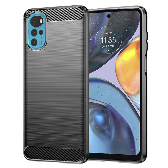 Husa de protectie Techsuit Carbon Silicone compatibil cu Motorola Moto G22, Negru