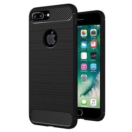 Techsuit Carbon Silicone husă neagră pentru iPhone 7 Plus