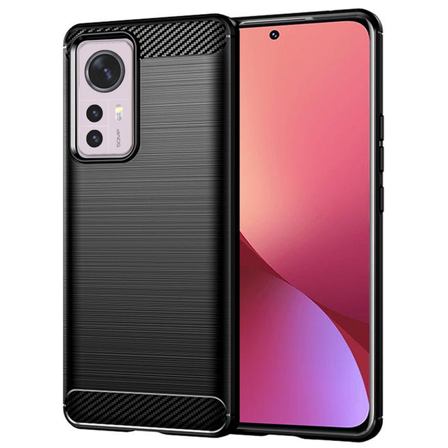 Husa de protectie Techsuit Carbon Silicone compatibil cu Xiaomi 12 / 12X, Negru