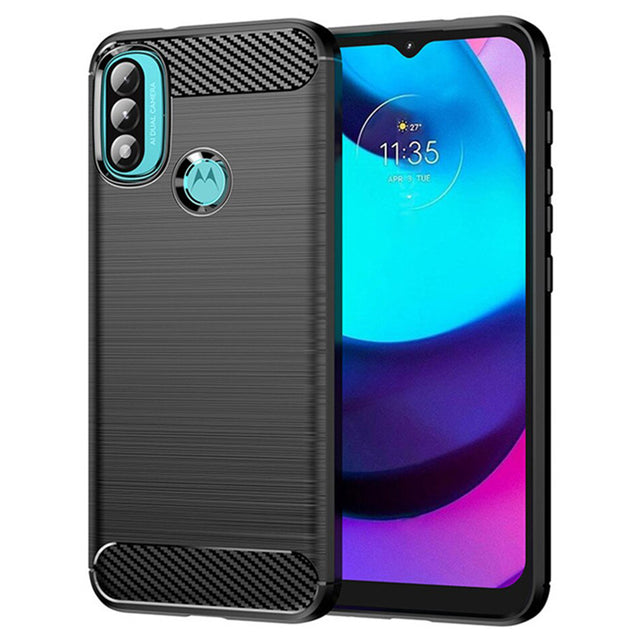 Husa de protectie Techsuit Carbon Silicone compatibil cu Motorola Moto E20 / Moto E30 / Moto E40, Negru