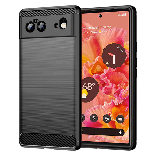 Husa de protectie Techsuit Carbon Silicone compatibil cu Google Pixel 6, Negru
