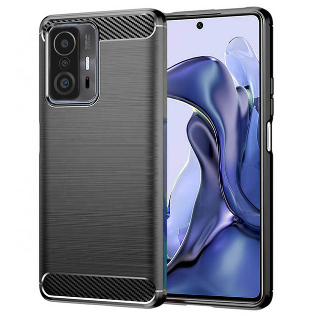 Husa de protectie Techsuit Carbon Silicone compatibil cu Xiaomi 11T / 11T Pro, Negru