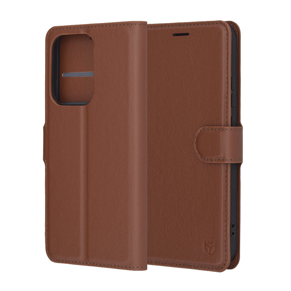 Husa de protectie Techsuit Leather Folio compatibil cu Oppo Reno13, Maro