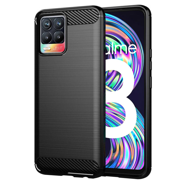 Husa de protectie Techsuit Carbon Silicone compatibil cu Realme 8 4G / 8 Pro 4G, Negru