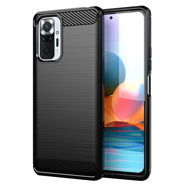 Husa de protectie Techsuit Carbon Silicone compatibil cu Xiaomi Redmi Note 10 Pro / Note 10 Pro Max, Negru