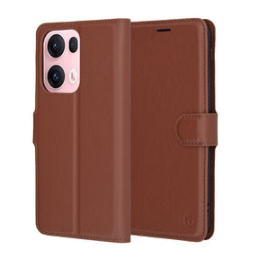 Husa de protectie Techsuit Leather Folio compatibil cu Oppo Reno13 Pro, Maro