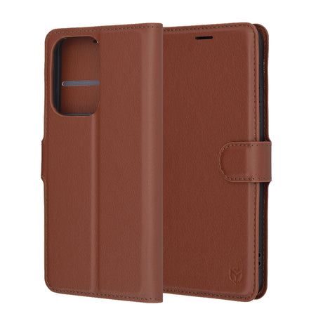 Husa de protectie Techsuit Leather Folio compatibil cu Oppo Reno13 Pro, Maro