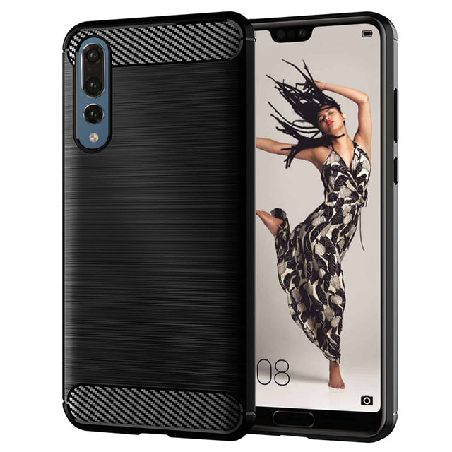 Husa de protectie Techsuit Carbon Silicone compatibil cu Huawei P20 Pro, Negru