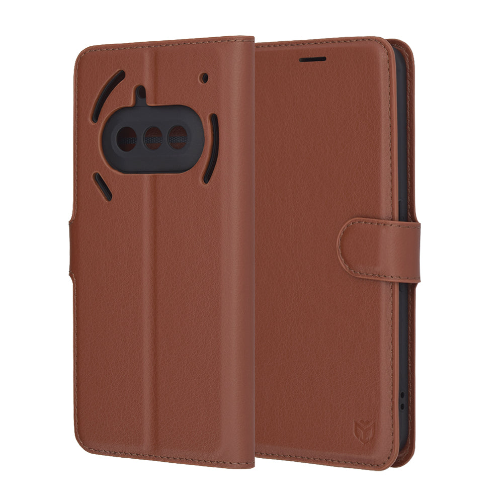 Husa de protectie Techsuit Leather Folio compatibil cu Nothing Phone (3a), Maro