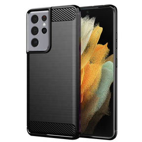 Husa de protectie Techsuit Carbon Silicone compatibil cu Samsung Galaxy S21 Ultra 5G, Negru