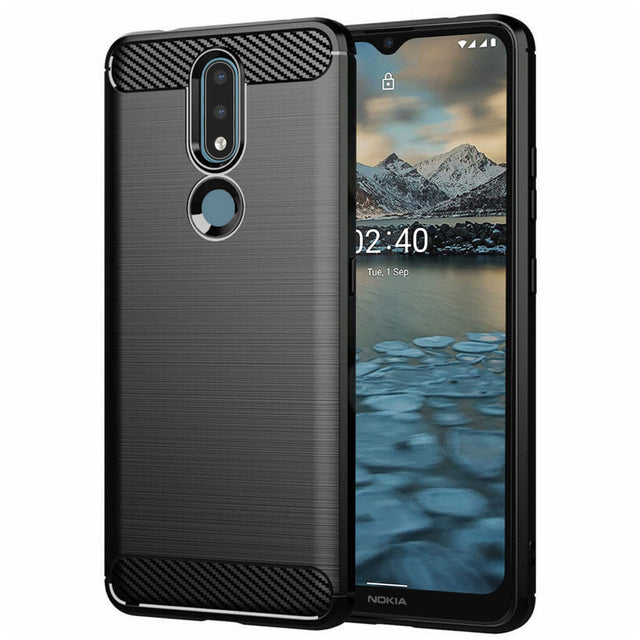 Husa de protectie TechSuit Carbon Silicone compatibil cu Nokia 2.4, Negru
