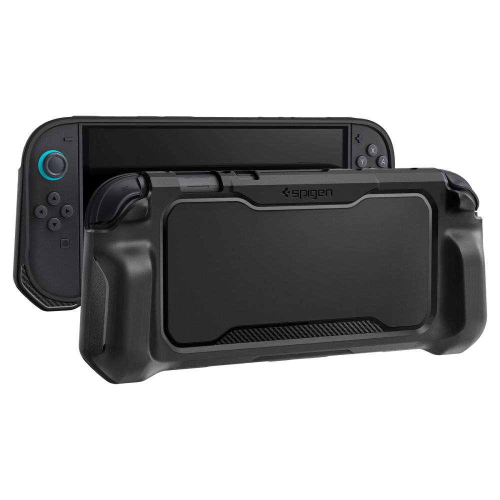 Accesoriu gaming Spigen Protective Case Rugged Armor (ACS09075), for Nintendo Switch 2, with Adjustable Strap, Ergonomic Design, Negru Mat